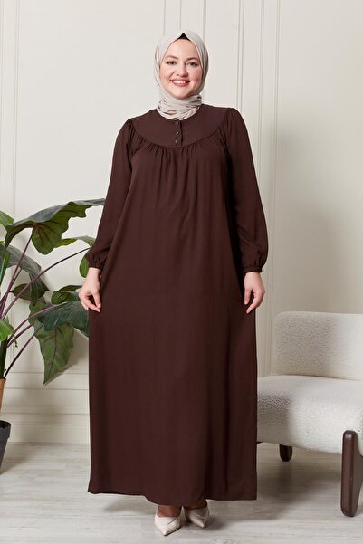 Ferace Φόρεμα Hijab από βισκόζη με γιακά μεγάλου μεγέθους - Υφασμάτινο πλισέ και πλισέ