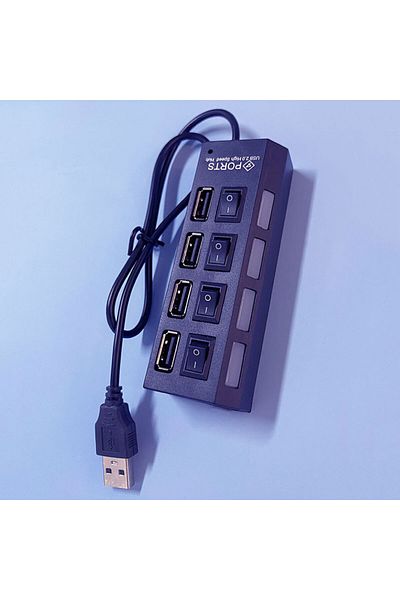 Choice 4 Port Black USB Hub Splitter With Individual Switch USB 4/7 Port Splitter Individual Switch USB Ada