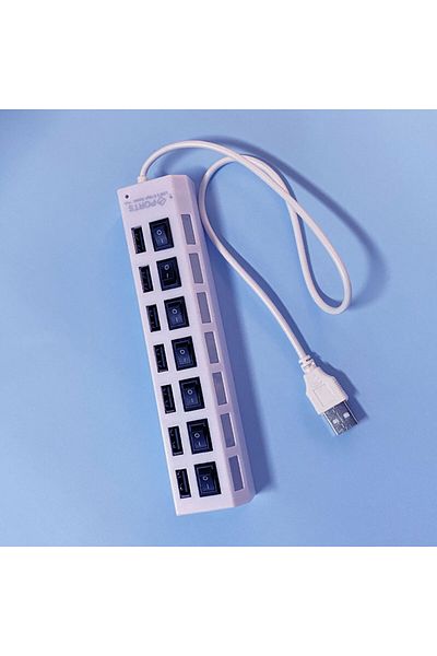Choice 7 Port white USB Hub Splitter With Individual Switch USB 4/7 Port Splitter Individual Switch USB Ada