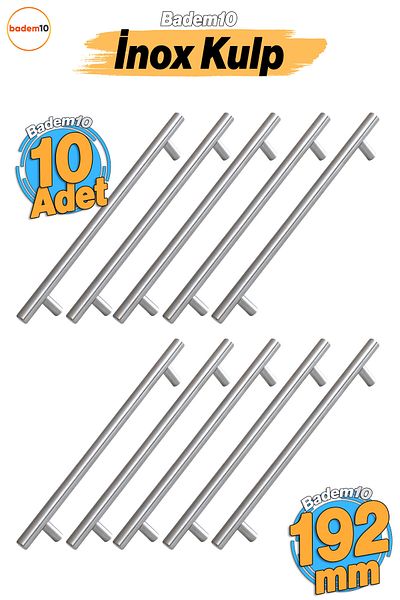 Badem10 10 bucăți de metal inox rozmarin 192 mm (19,2 cm) mâner dulap sertar bucătărie mobilă