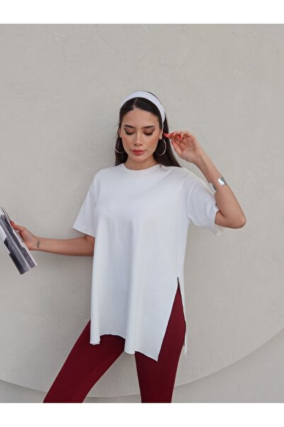 ESRAHELVACI Crew Neck Slit Oversize T-Shirt
