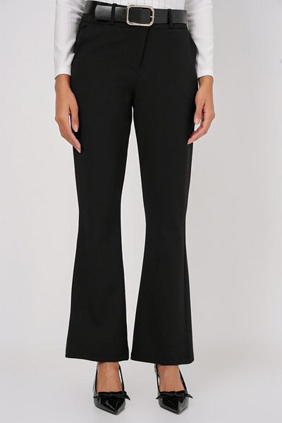 leyla sanat sanata yeni bir bakış açısı Leyla Sanat Sanata a New Perspective 6538 Belted Spanish Leg Pants - Black