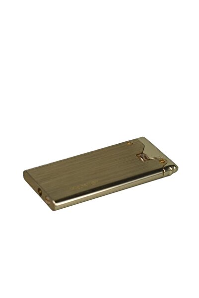 PROMISE Şık Ahşap Kutulu Çelik Depolu Promise Slim Çakmak Altın Sarısı