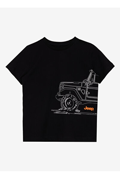 Jeep Siyah Erkek Çocuk Baskılı T-shirt