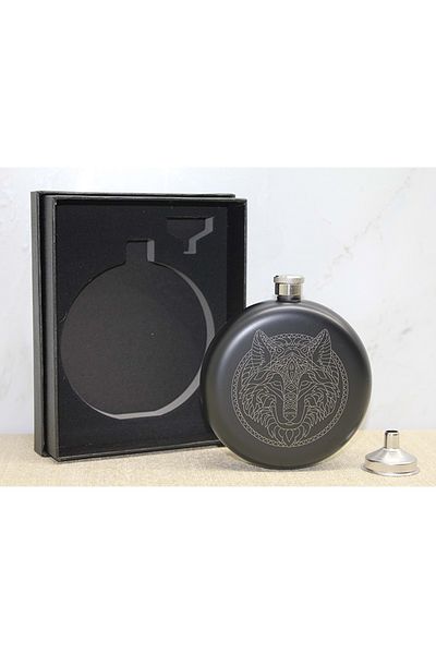 HEPBİMODA Wolf Design Single Flask Flask with Funnel 8 oz Flask Set