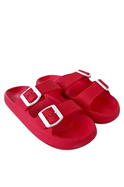 Liger Unisex Double Buckle Medical Lightweight Eva Slippers Red