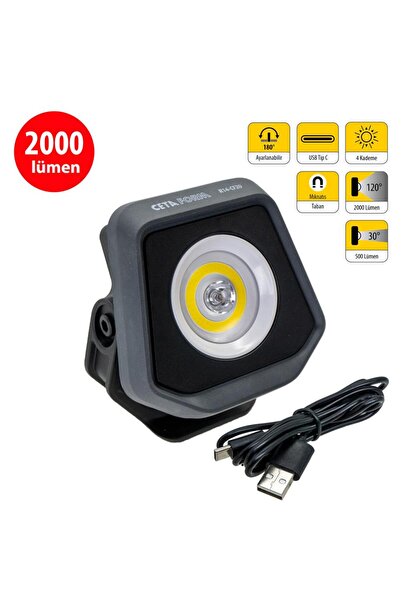 CETA FORM R14-CF20 Şarjlı Kompakt Led Projektör Lamba 2000 Lümen