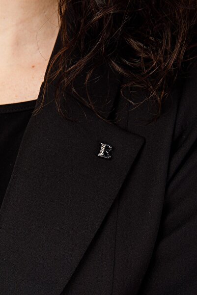 Esswaap Erkek Yakalı Kaz Ayak Desen Kombinli Pantolon Ceket Takım Siyah