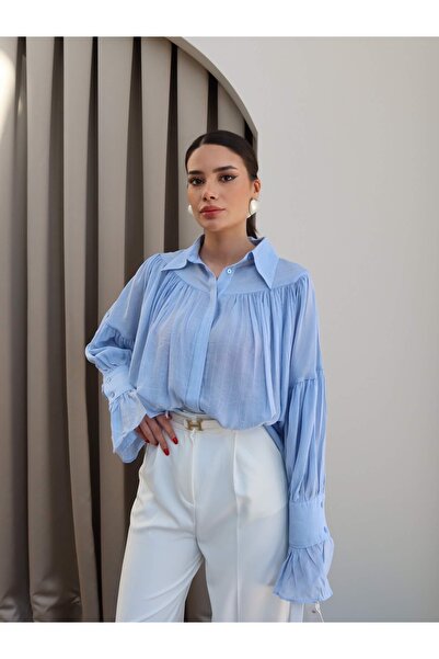 ESRAHELVACI Kék húzózsinóros ing