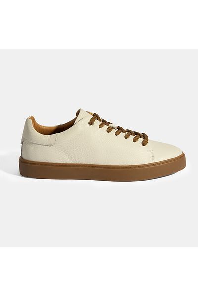 Desa Ανδρικά δερμάτινα παπούτσια Monikar Beige με κορδόνια