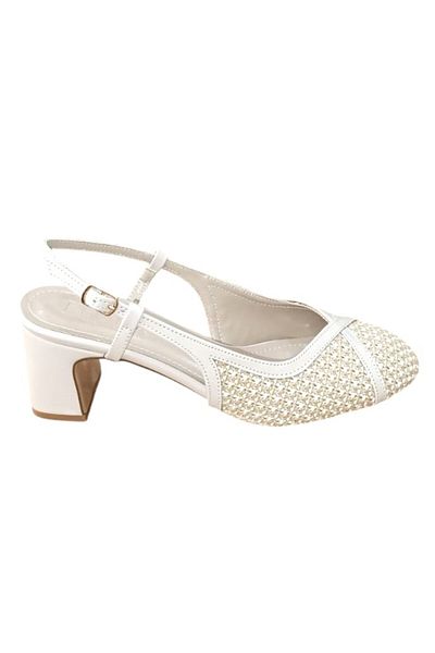 BİLENER Flora 3011 Women's Straw Thick Heeled Back Open Shoes
