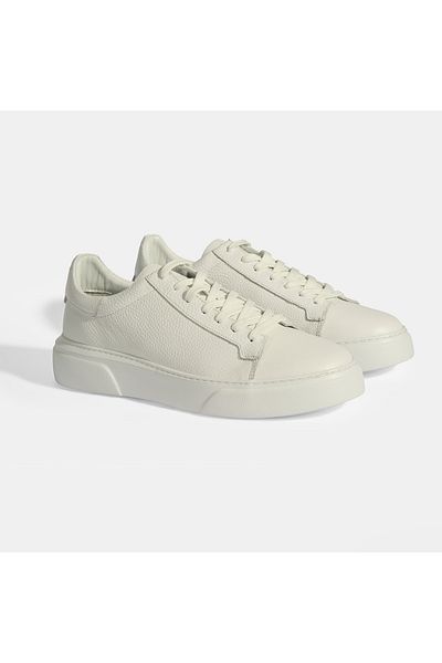 Desa Reminya White Men's Leather Lace-Up Casual Shoes