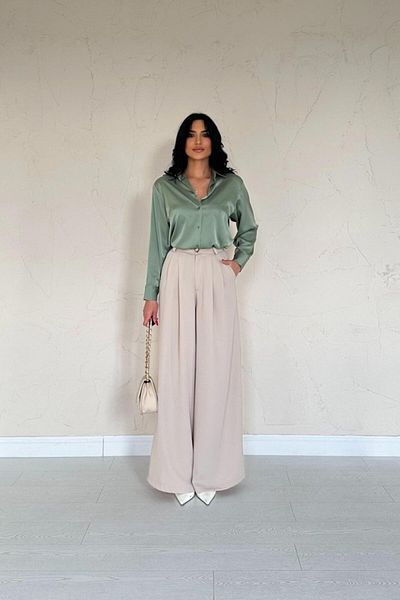İpeksi Silky Mint Satin Shirt