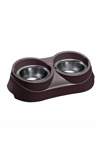 Ferplast Duo Feed 05 Gray Double Thick Food Bowl Set