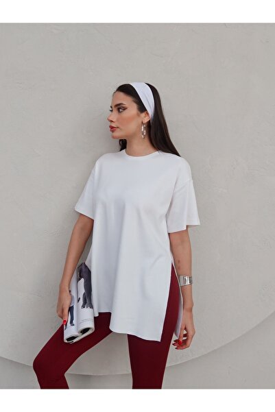 ESRAHELVACI Crew Neck Slit Oversize T-Shirt