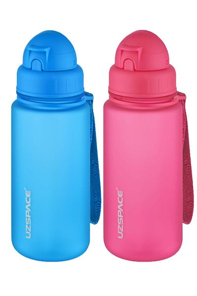 Uzspace 2-Piece Tritan Flask Set with Straw 400 Ml Fiftyfifty