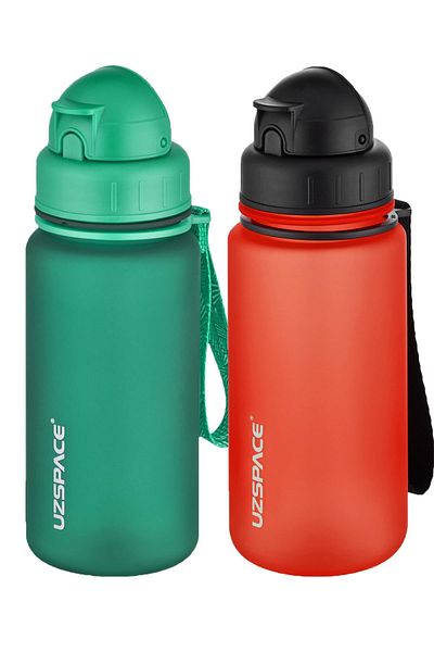 Uzspace 2-Piece Tritan Flask Set with Straw 400 Ml Fiftyfifty