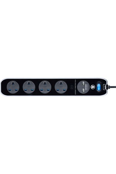 Masterplug 2 Meter 4 Sockets Premium High Gloss USB Power Extension Lead With USB Charging Ports