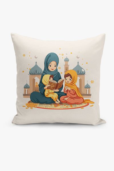 Filamente Ramadan Patterned Children's Themed Double Sided Digital Printed Throw Pillow Cover - Ramadan