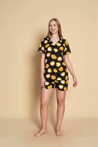 Sude HOMEWEAR Women's Shirt Shorts Patterned Pajama Set