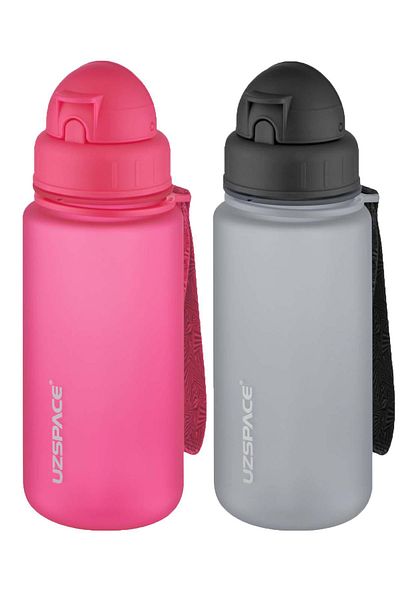 Uzspace 2-Piece Tritan Flask Set with Straw 400 Ml Fiftyfifty