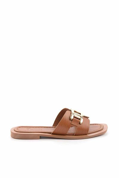 Bambi Tan Genuine Leather Women's Slippers K04826017103