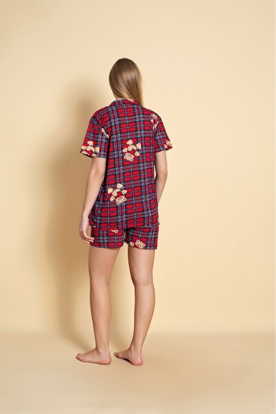 Sude HOMEWEAR kadın gömlek Kısa Kol ŞORT Pijama Takımı