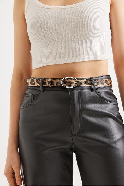 CALİENTE Leather Look Women's Belt Leopard