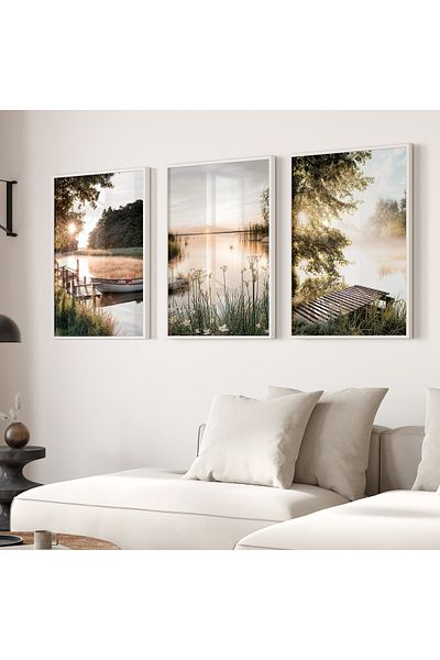 TekTablo Pictură peisaj 3 piese, modele de pictură înrămate