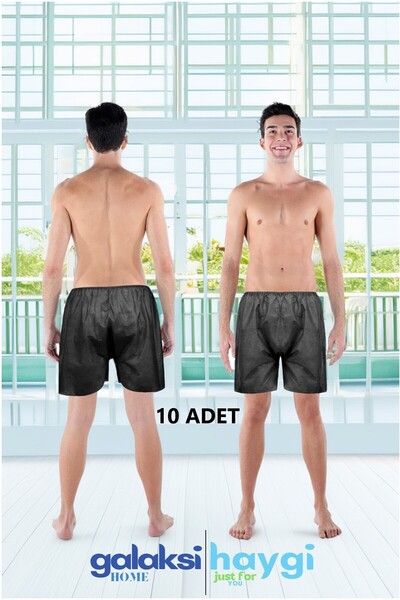 galaksihome Tek Kullanımlık Boxer Kullan At Şort Siyah Renkli 10 Adet Oversiz...