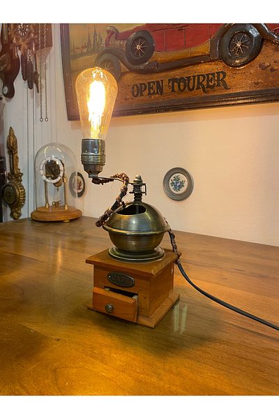 ANTİKA AYAL Antique Coffee Grinder Table Lamp