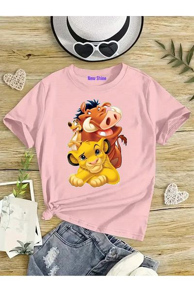 New Shine 1 tricou este un cadou pentru achiziții de 6 și mai sus în coș - Tricou supradimensionat pentru copii cu imprimeu Regele Leu