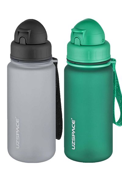 Uzspace 2-Piece Tritan Flask Set with Straw 400 Ml Fiftyfifty