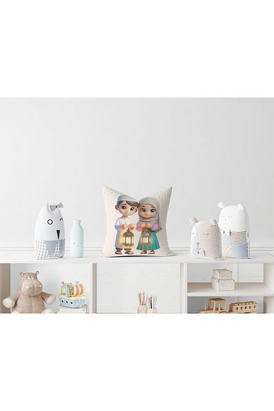Filamente Ramadan Patterned Children's Themed Double Sided Digital Printed Throw Pillow Cover - Ramadan