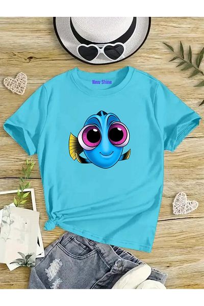 New Shine 1 tricou este un cadou pentru achiziții de 6 și mai sus în coș - Tricou pentru copii oversize cu imprimeu Dory