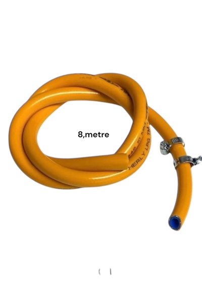 Herly Tüp hortumu üç katlı dayanıklı LPG uyumlu 8,metre 2 kelepçe, 10mm gaz hortum