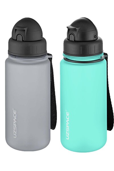 Uzspace 2-Piece Tritan Flask Set with Straw 400 Ml Fiftyfifty