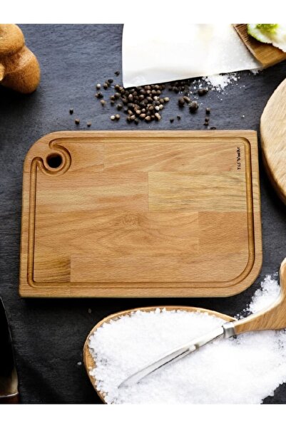 F&S WoodArt Corrugated - Kitchen Board with Channel - Wooden Cutting Chopping...