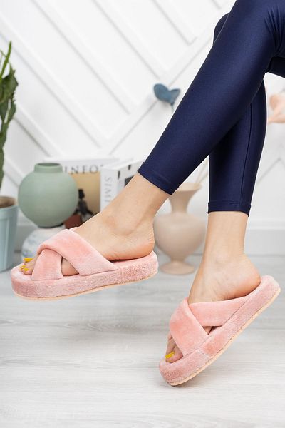 Moda Frato Modafrato Smt-02 Cross γυναικείες παντόφλες εσωτερικού χώρου Παντόφλες μάλλινες χειμερινές