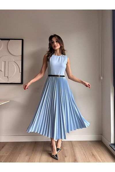 Mooi Butik Rochie Midi VOVIA 8777 - Baby Blue