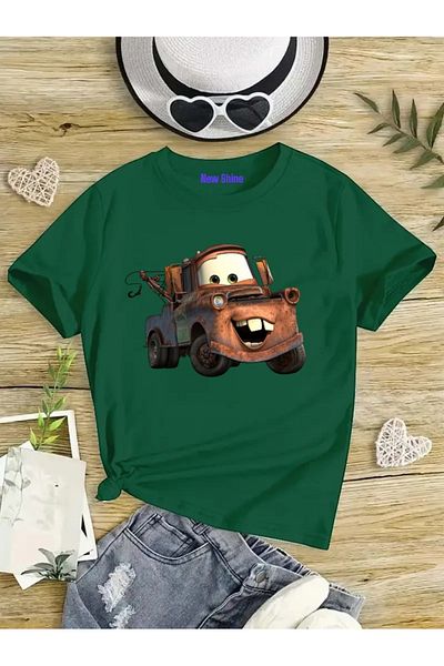 New Shine 1 tricou este un cadou pentru achiziții de 6 și peste în coș - Tricou supradimensionat pentru copii cu imprimeu auto