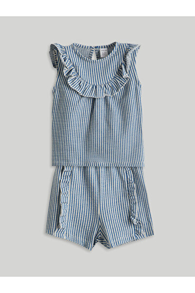 LC Waikiki Gestreifte Baby-Mädchen-Bluse und Leggings im 2er-Pack