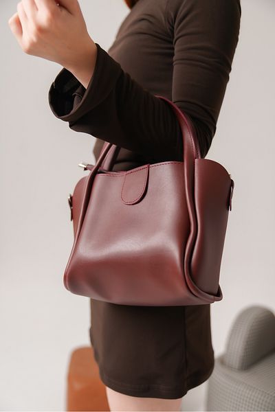 Moda Değirmeni Geantă de mână și de umăr din piele de damă roșu Claret MD1275-316-0003