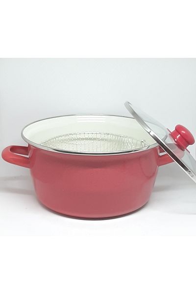 Avşar Red 24 cm 3.7 Liter Enamel Frying Pot Yogurt Pot