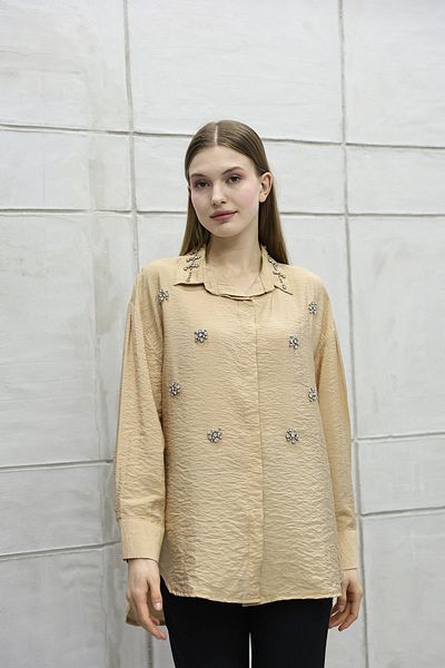 İKLİM LİFE Collar and Stone Front Shirt