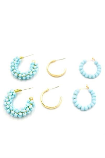 MENESSA مجموعة أقراط مطرزة باللون الفيروزي