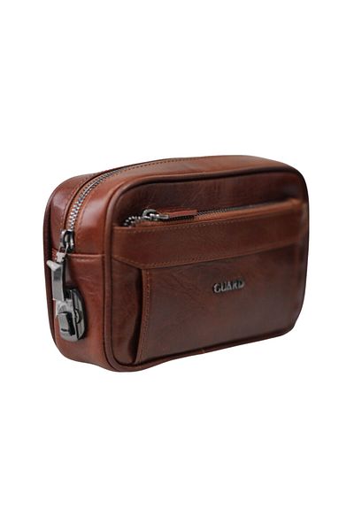 GUARD Tan Genuine Leather Unisex Handbag with Combination - Grd 250308 Wt1859
