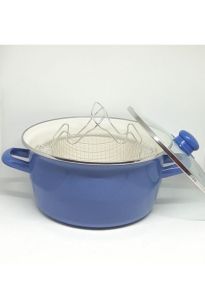Avşar Enamel House 24 cm 3.7 Liter Dark Blue Enamel Pot