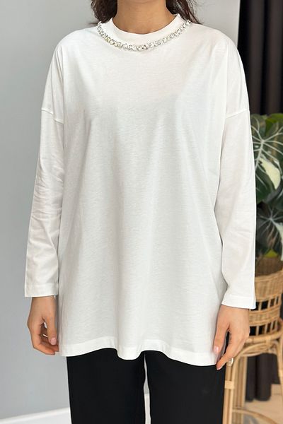 Missemramiss Ecru Theme Basic Sweatshirt 4737