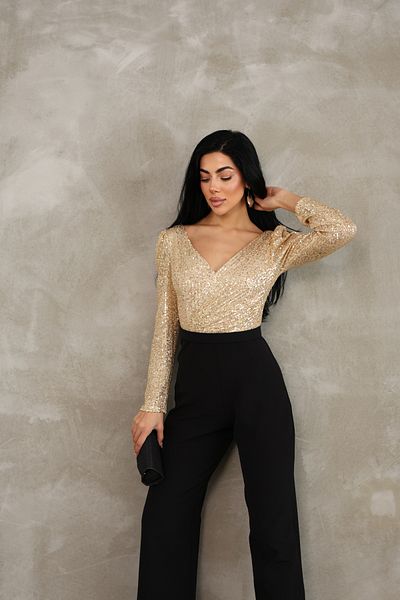 Lensia V-Neck Backless Sequined Jumpsuit